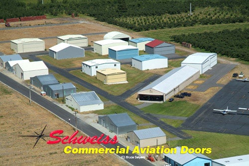 Small Airport with many small aircraft hangars