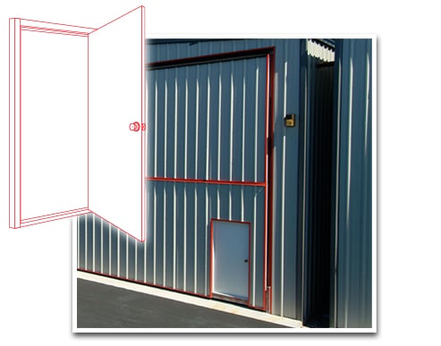 Walkdoors built into the Doorframe available for your Machine Shed Building Doors