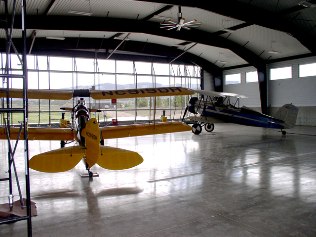inside hangar with all glass bifold door