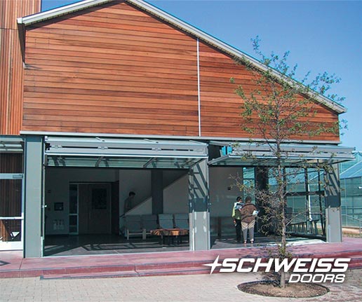 Schweiss bifold door at Stanford connect researchers to ecosystem