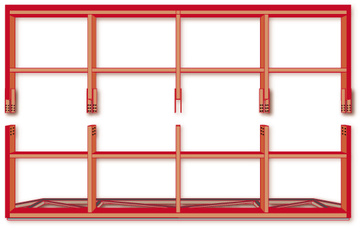 Schweiss Bifold door frame shown in two pieces