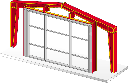 Header must be level then secure the attachment angles Hinges to the