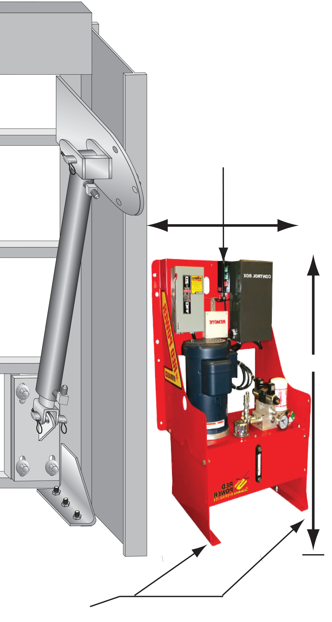Schweiss Hydraulic Door Pump Rough Dimensions