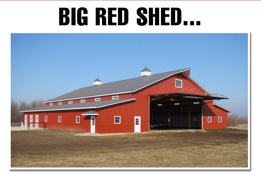 Big red Shed with Hydraulic Door