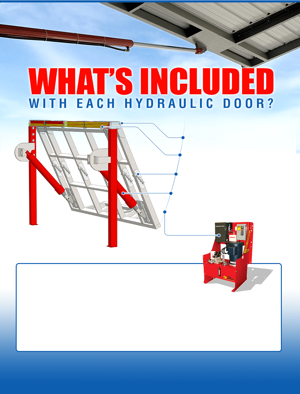 Hydraulic Schweiss door includes needed supplies