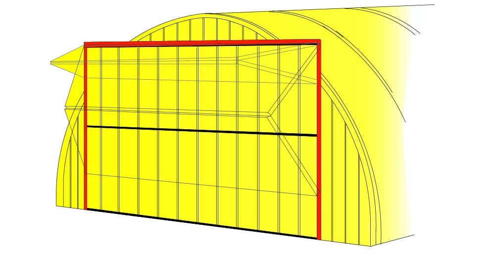 Bifold Door Drawing of Door on Quonset Endwall