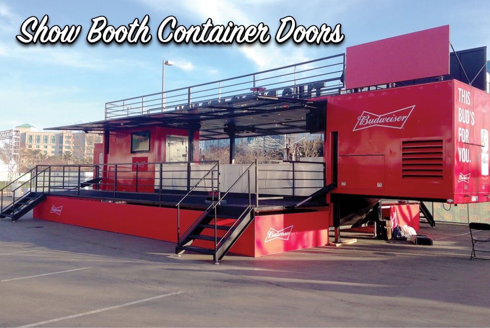 Budweiser Bar Trailer Doors in NJ also has exterior deck that lifts up or down by the click of a button