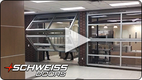 Schweiss Glass Liftstrap wall doors on Early College High School