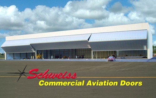 Three Large Schweiss Bifold Doors on one Aircraft Hangar