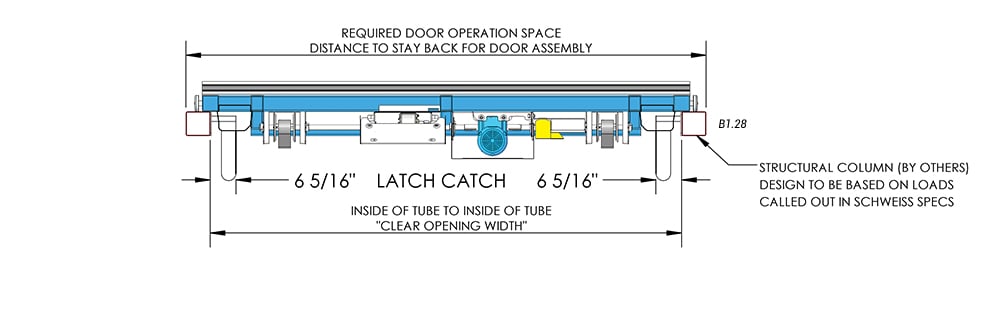 inside view of bottom drive with arm latches top view