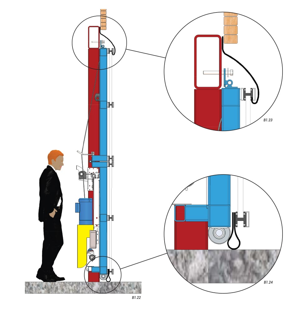 bottom drive with strap latches door seals