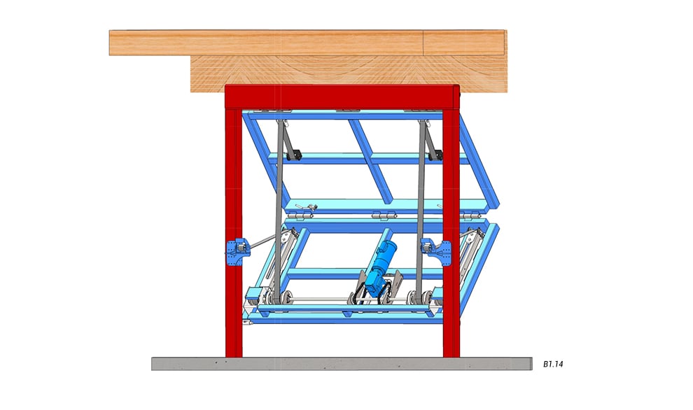 Inside View - Bottom Drive with Strap Latch