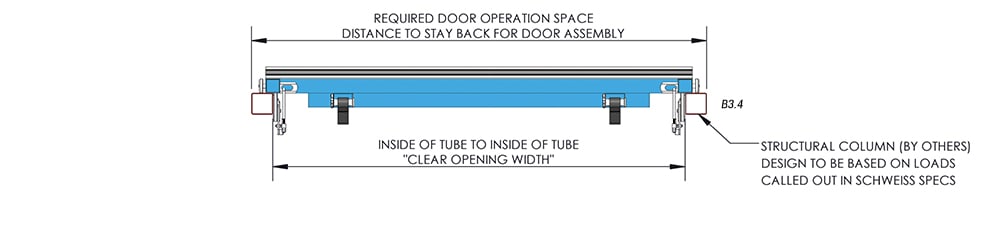 Door Plan View of Slanted Top Drive with Manual Latches Top View