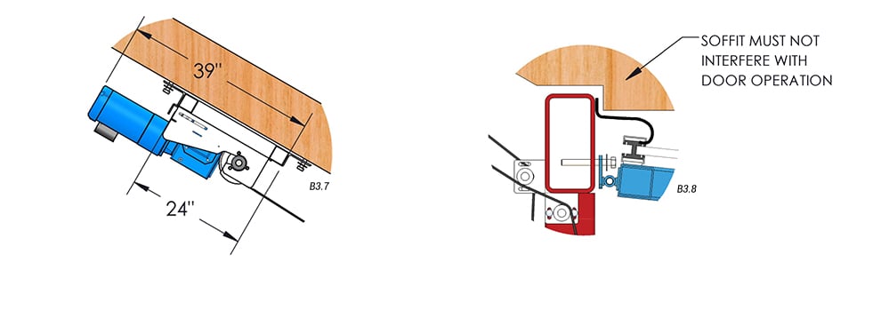 side view of slanted top drive with manual latches