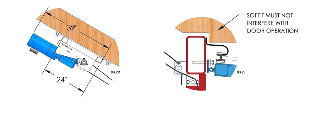 side view of slanted top drive with strap latches