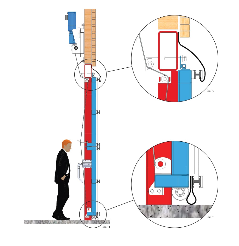 vertical top drive with manual latches door seals