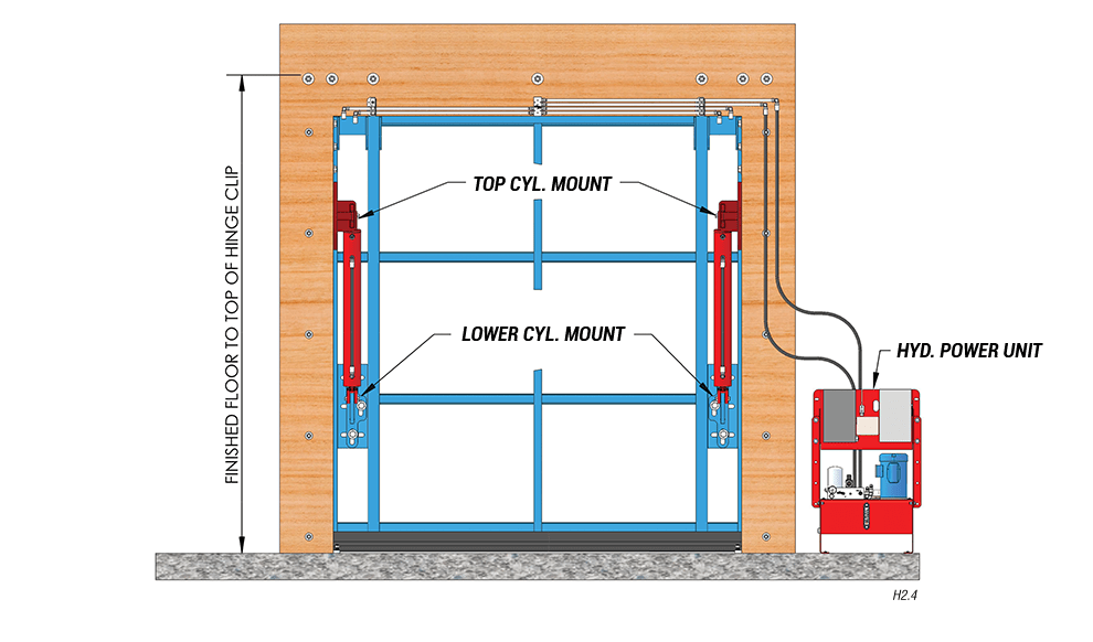 Inside View - Outside Mount Hydraulic Doors