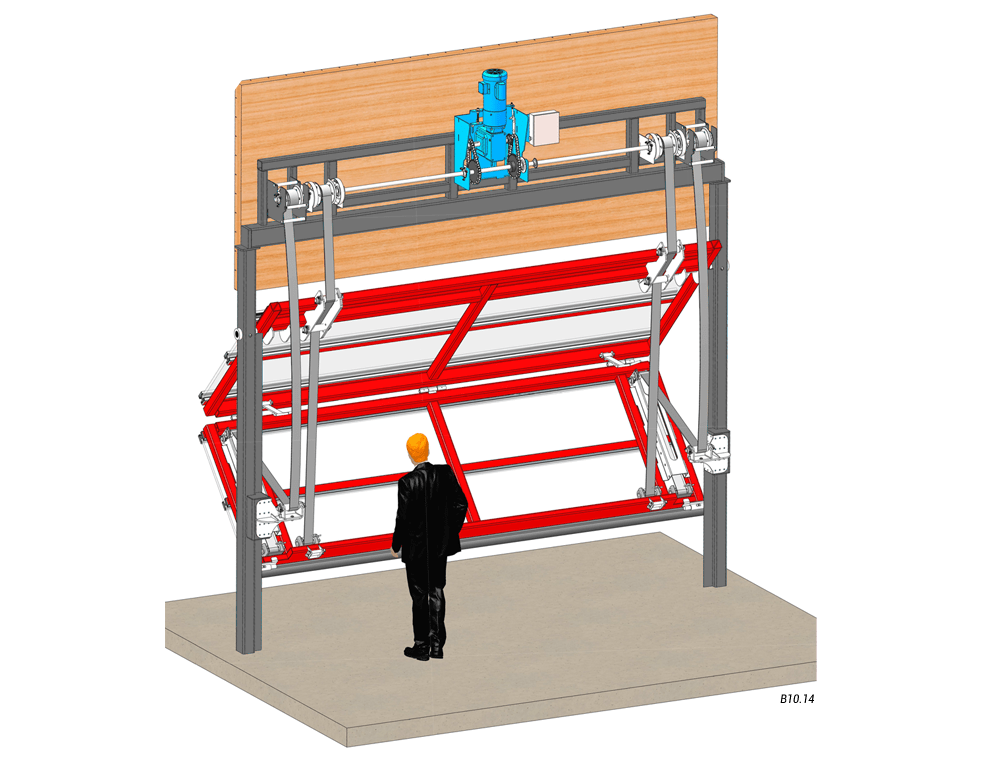 Inside View - Liftstrap Pivot Doors Vertical Top Drive with Strap Latch