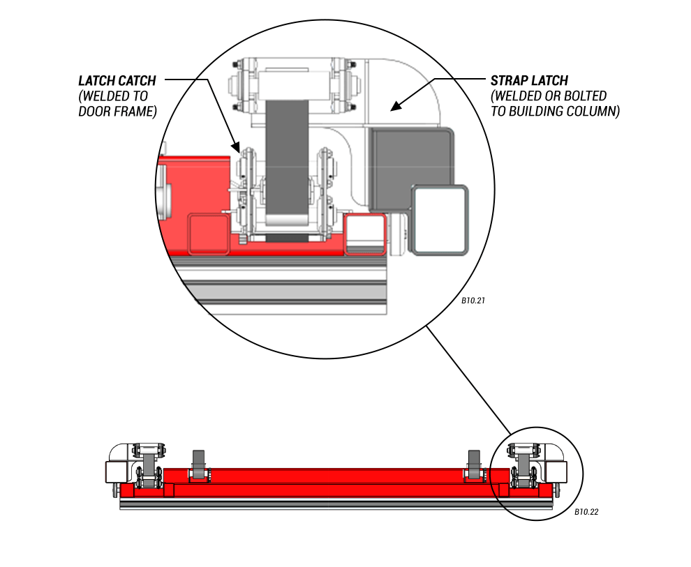 Detailed View of Pivot Door Vertical Top Drive with Strap Latches