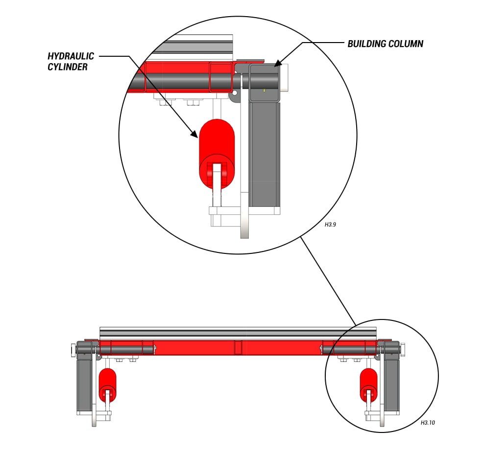 Schweiss Pivot Hydraulic Door - Cylinder Details