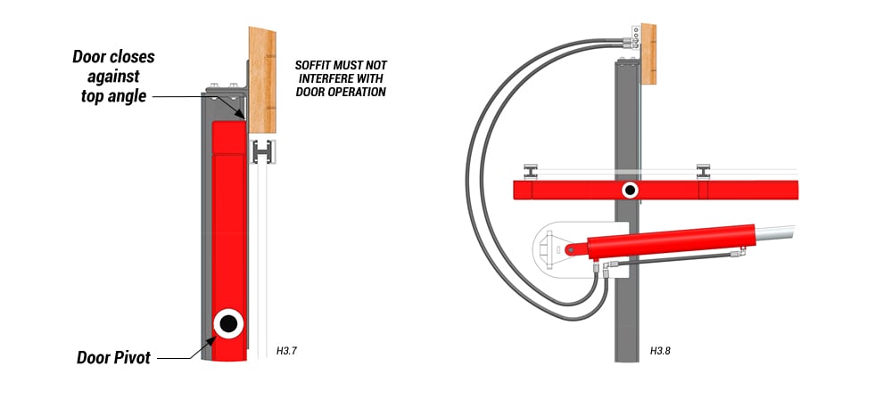 Schweiss Pivot Hydraulic Door - Side View of Pivot Door