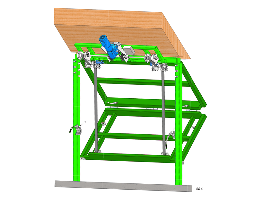 inside view of slanted top drive with manual latches top view