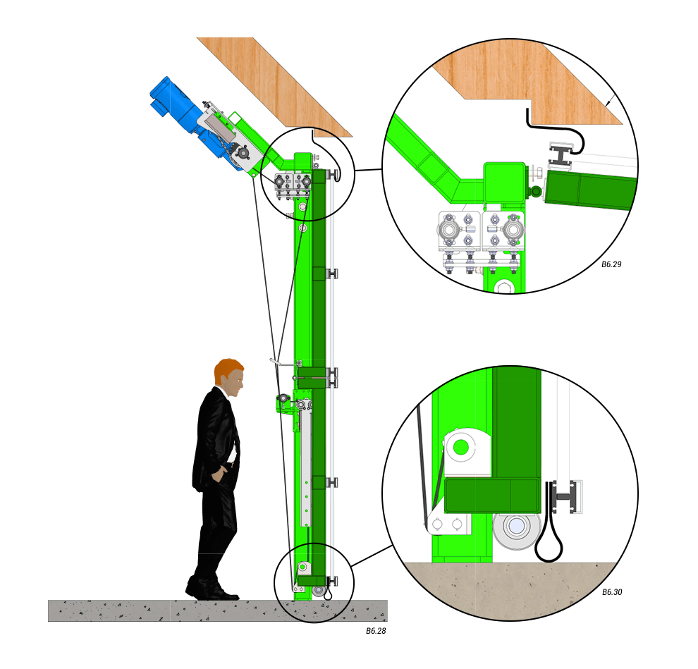 slanted top drive with strap latches door seals