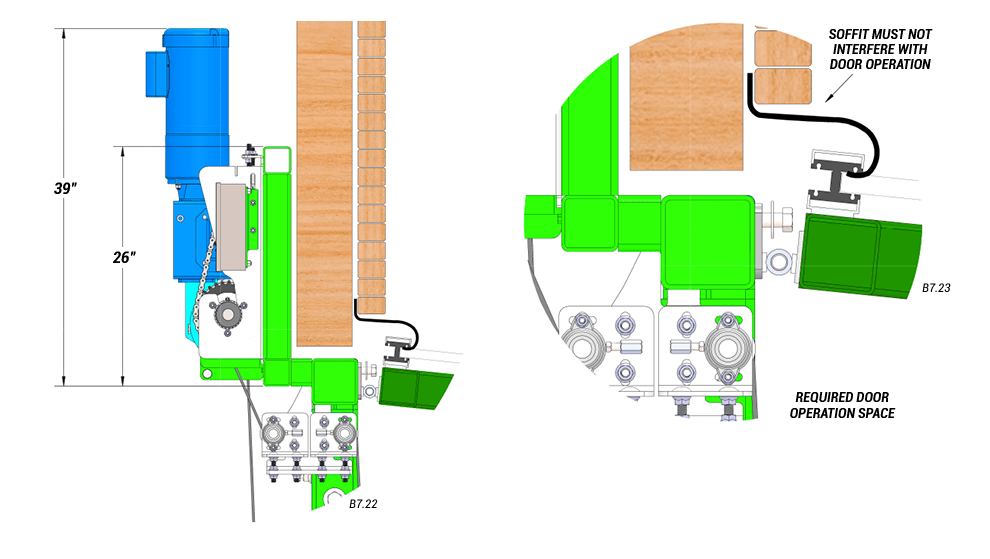 inside view of vertical top drive with strap latches topview