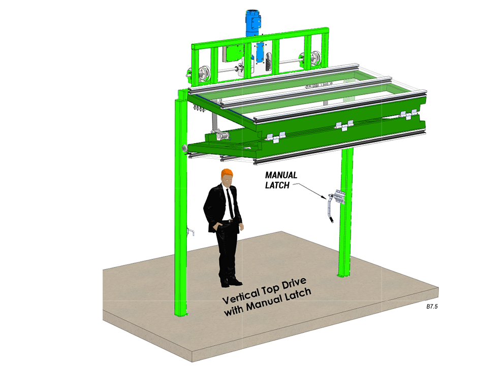 Verticl Top Drive Bifold Door Manual Latch - Outside Overview