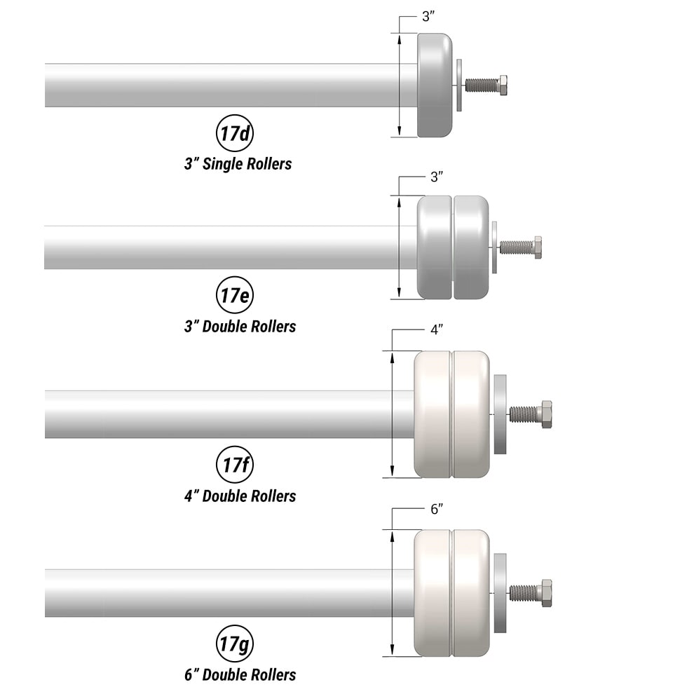 Multiple different kinds of bottom rollers from Schweiss