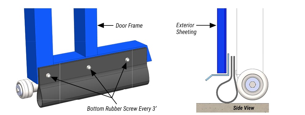 Installing Bottom Rubber Seal on Aerospace Hangar Doors