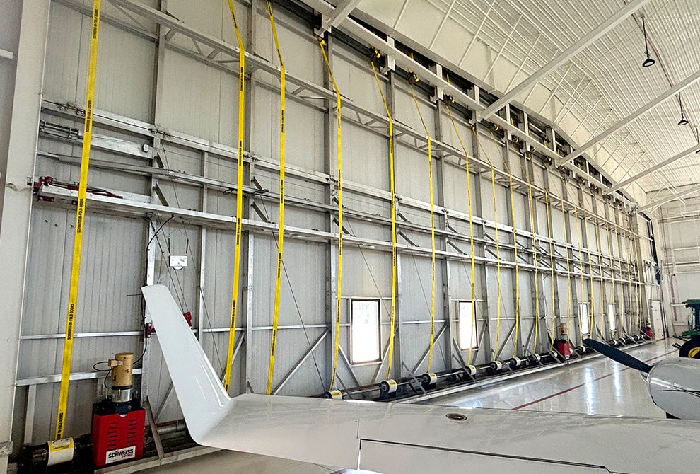 Bifold that had undergone a Schweiss strap conversion viewed from the inside