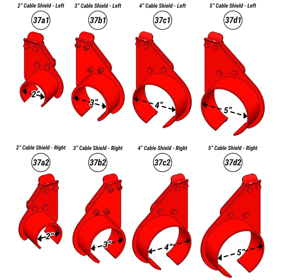 Schweiss has many different sizes and orientations of cable shields that can fit different cable drums from Wilson Doors