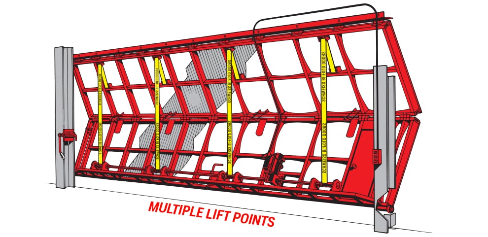 Bifold lift points on strap doors