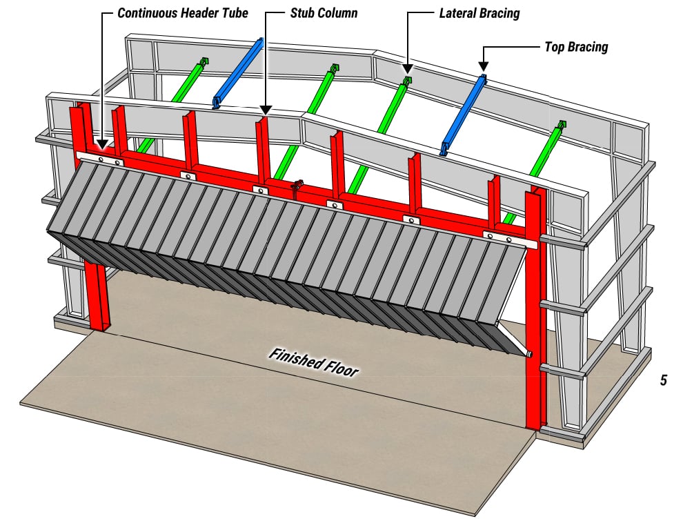 Steel building with endwall bracing