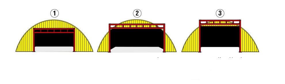 Round roof buildings freestanding header