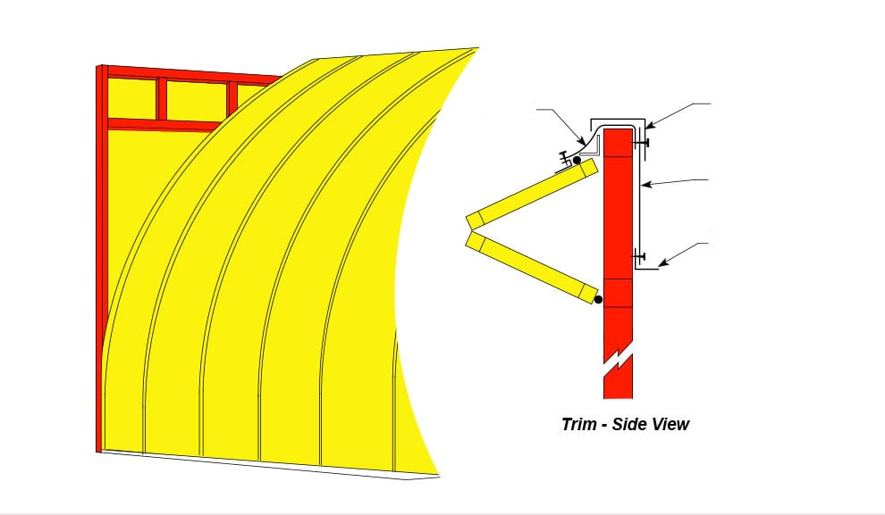 Flashing on Schweiss door with round roof