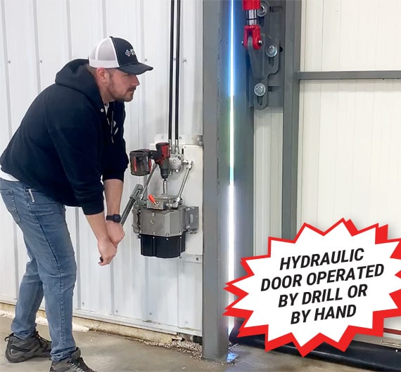 Schweiss Manual Hydraulic Doors Can Be Operated With A Drill Or By Hand