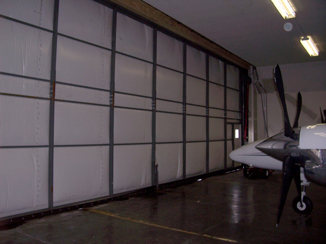 inside view of closed hydraulic hangar door
