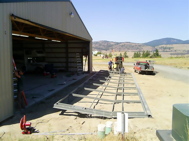 Hydraulic door being preped for installation