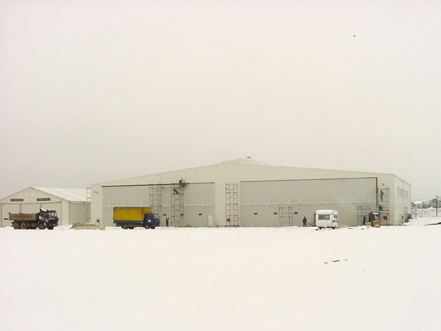 two bifold doors side by side on european hangar