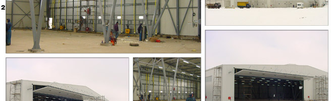 Massive hangar doors are installed at European hangar