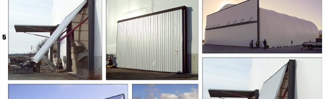 Bifold and Hydraulic doors on hoop buildings with freestanding header