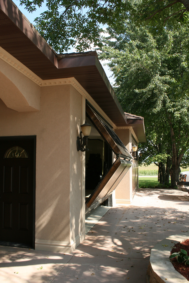 Bifold garage door half open