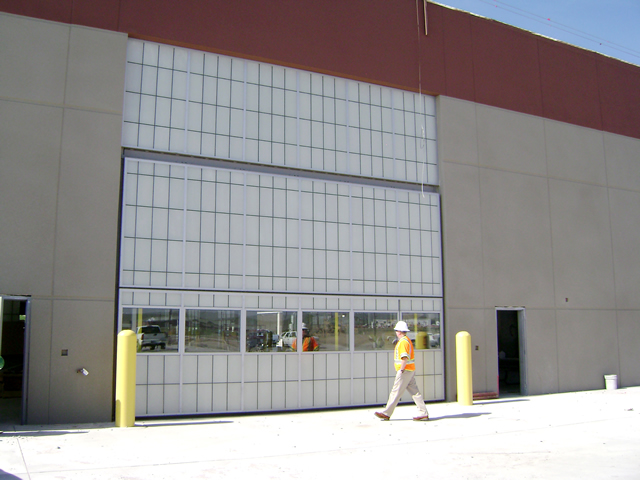 Outside view of bifold door on U.S. government building