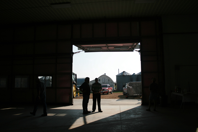 Inside view of fully opened machine shed hydraulic door