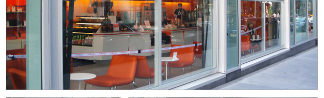 new york restaurant with glass liftstrap doors