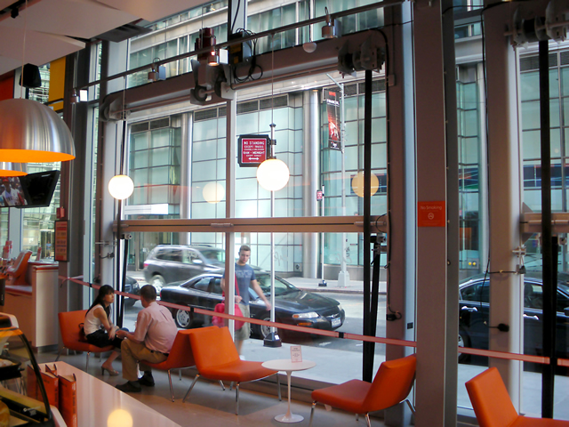 new york restaurant with glass bifold doors
