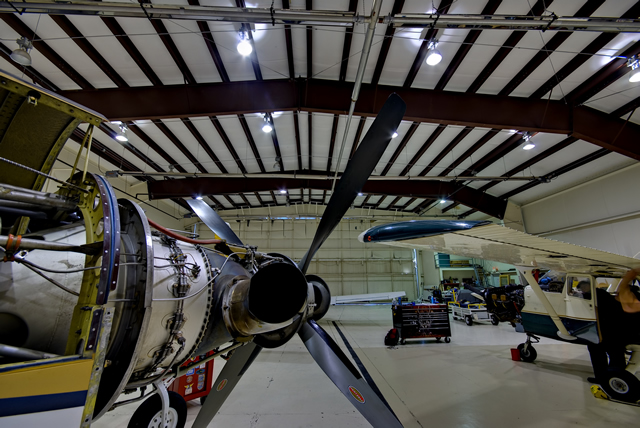 inside look of steel building with bifold door