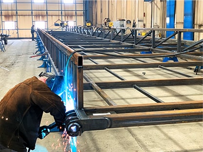 One hundred foot wide door being built at the Schweiss Doors factory